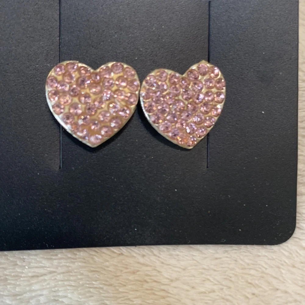 Pink heart rhinestone | Earrings